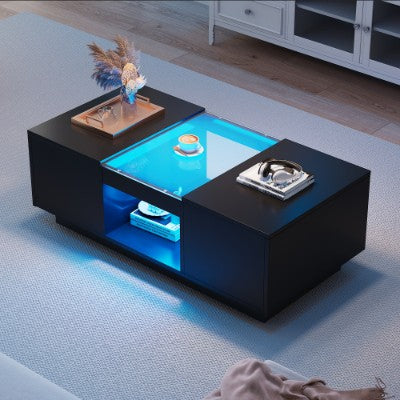 Modern High LED Coffee Table Clear Center