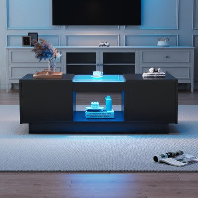 Modern High LED Coffee Table Clear Center
