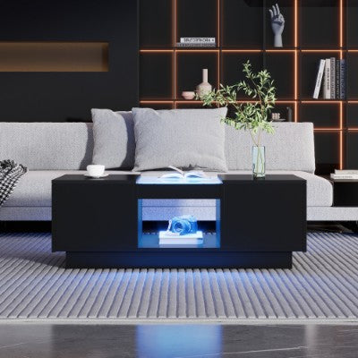 Modern High LED Coffee Table Clear Center