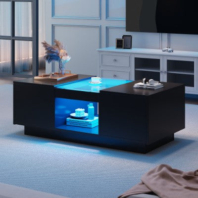 Modern High LED Coffee Table Clear Center